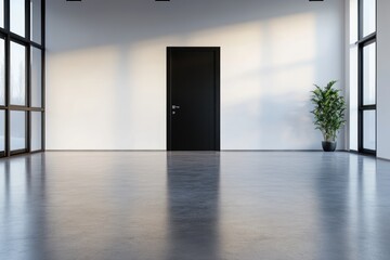Minimalist room dark door light space