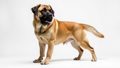 Obraz premium Majestic Mastiff, powerful stance, white background, mastiff, animal