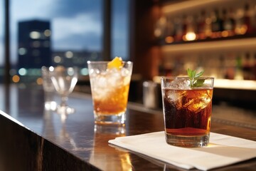 Mixed drinks on bar counter