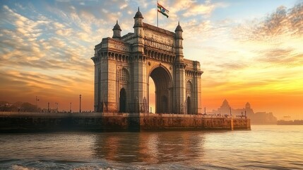 Gateway India sunrise travel poster