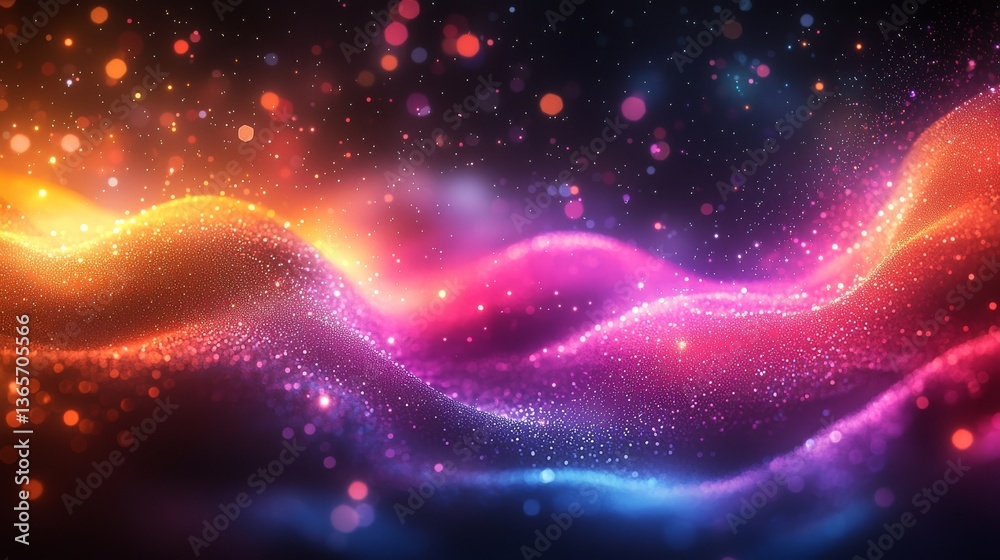 Poster the 3d glass surface showcases a vibrant abstract pattern of multicolored light refractions, resulti