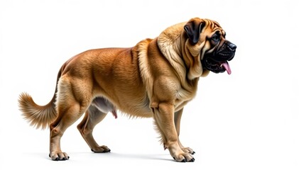Obraz premium Majestic mastiff, powerful stance, white background, canine photography, full body