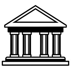 a line art vector illustration of black and white bank icon in white backgrourd