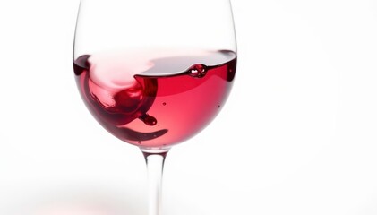 Rich red wine, swirling in glass against stark white , wine country, beverage