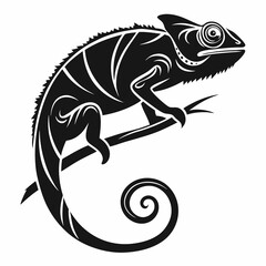 chameleon sihouette black vector
