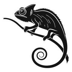 chameleon sihouette black vector
