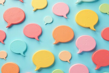 Pastel rainbow speech bubbles seamless repeat pattern, modern, trendy