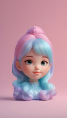 Pastel Dream: A 3D Render of a Cute Girl with Two-Tone Hair