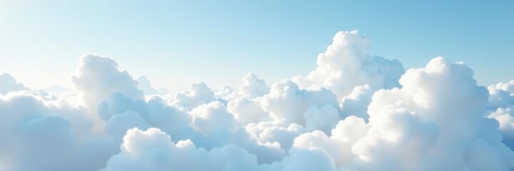 Obraz premium Soft white fluffy clouds filling the sky, creating a dreamy and serene background, atmosphere, weather