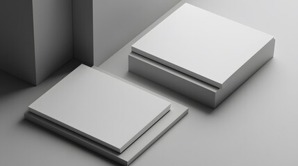 Abstract Gray Geometric Shapes Minimalist Product Display Platforms