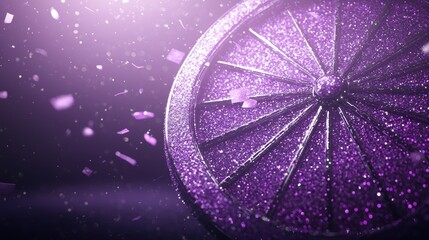 Dramatic Spotlight Highlighting a Jewel Toned Fortune Wheel Surrounded by Glittering Dust Particles