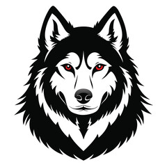 Alaskan Malamute dog Front view of head silhouette Vector illustration
White Background