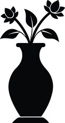 flower in vase vector silhouette isolated on white background