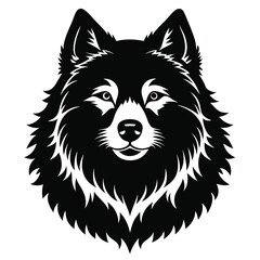Obraz premium Samoyed dog Front view of head silhouette Vector illustration White Background