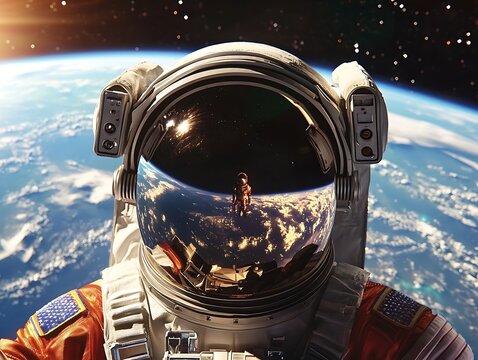 Astronaut selfie in space