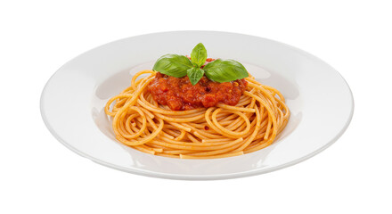 Isolated Spaghetti Bolognese on White Plate