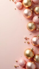 Soft pastel golden background with trendy festive elements, perfect for holiday designs,  shiny,  chic