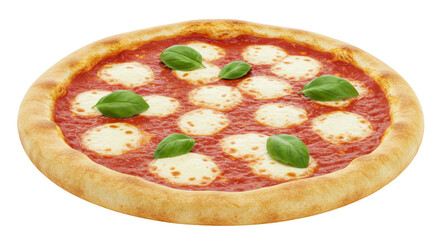 Isolated Delicious Margherita Pizza Fresh Basil