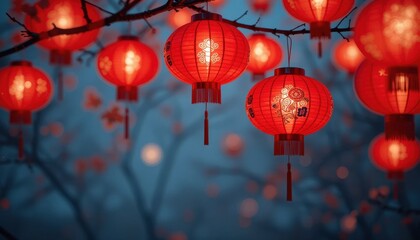 Festival lanterns illuminate night sky outdoor celebration cultural event magical atmosphere