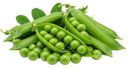 Isolated Fresh Green Peas and Pods