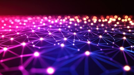 Abstract network of glowing interconnected nodes and lines.  