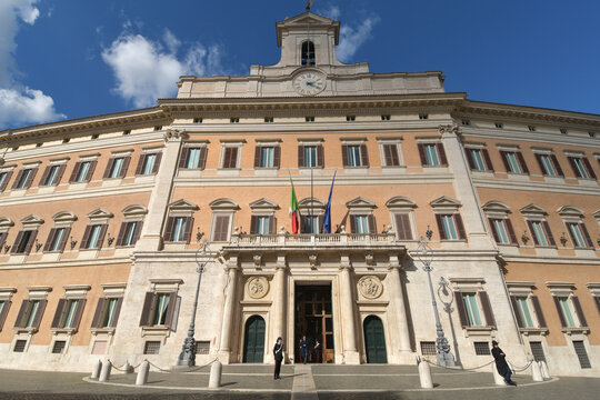 Palazzo Montecitorio is in Piazza del Parlamento near Piazza di Monte Citorio. It houses the Chamber of Deputies of the Italian Republic and the Italian Parliament

