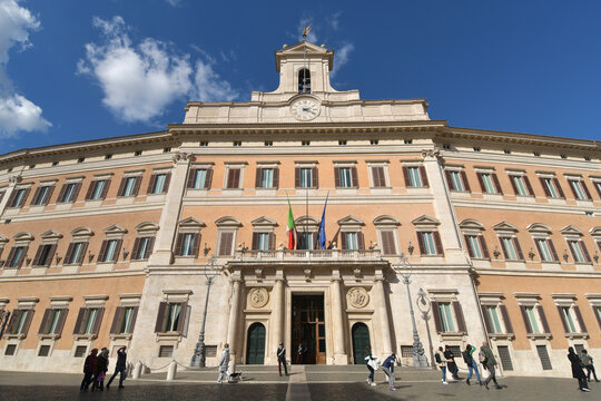 Palazzo Montecitorio is in Piazza del Parlamento near Piazza di Monte Citorio. It houses the Chamber of Deputies of the Italian Republic and the Italian Parliament

