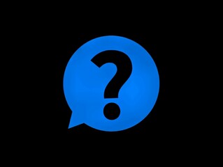 The black background in the image is an illustration of a light blue background with a quotation mark inside, a black question mark, used as an illustration in various artworks.