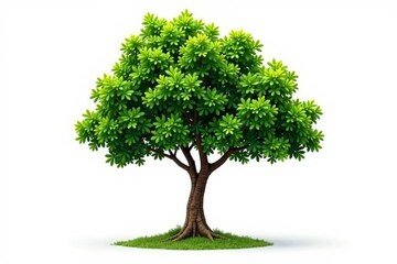 Fototapeta premium Single tree trunk isolated against bright white background, solitary, tree, foliage