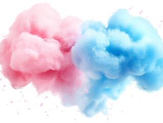 Fototapeta premium Cotton candy, in a soft pink and blue color, with a transparent background PNG. 