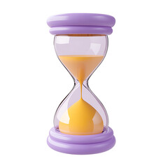 Hourglass with Yellow Sand in Simple Style Isolated in white & transparent