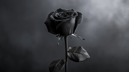 Elegant Black Rose with Dark Background for Artistic and Dramatic Floral Imagery