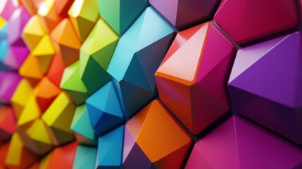 Obraz premium Vibrant Rainbow Geometric Shapes Abstract Background Colorful 3D Polygonal Pattern Texture
