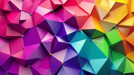 Fototapeta premium Abstract Colorful Geometric Polygonal Background Rainbow Triangles 3D Render