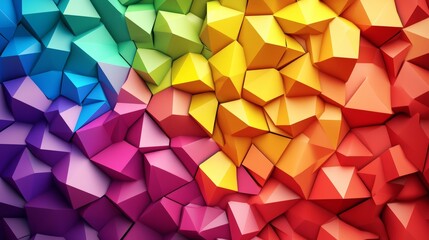 Obraz premium Vibrant Rainbow Low Poly Abstract Geometric Background Texture