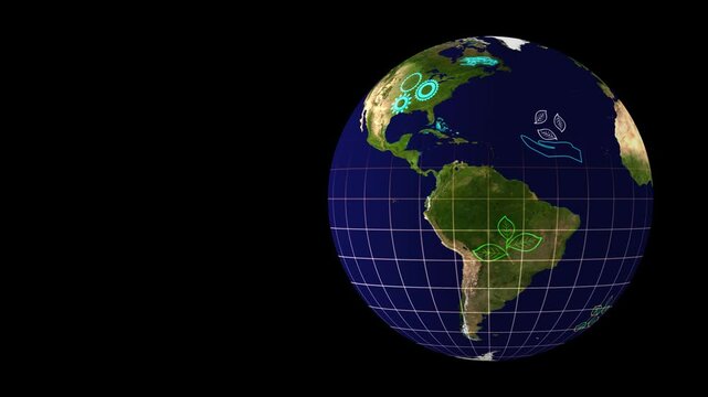 3D Earth Globe Rotating with Detailed Geographic Features Visible