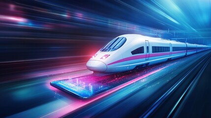 Obraz premium High speed rail train transportation technology future fast railway