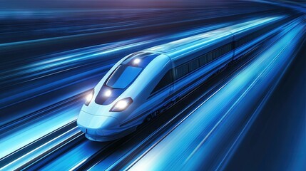 Fototapeta premium Fast train modern transportation high speed rail concept technology trip