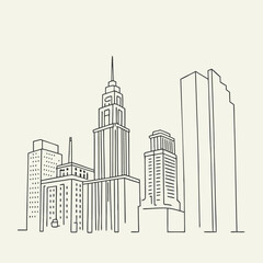 Free hand sketch of New York City skyline.