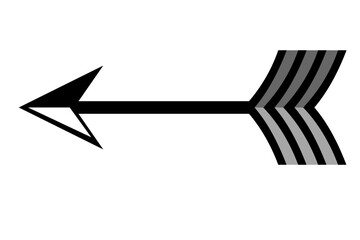 Black double-sided arrow with pointed tip and plumage, a simple graphic arrow (10)