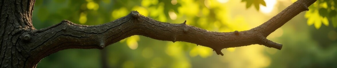 Tree branch with knots and scars exposed to harsh sunlight, monochromatic color scheme, isolated