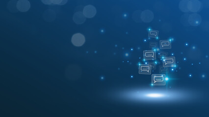 Communicate with others by sending SMS and using emojis.  concept on a smartphone screen with stars, comments, emails, messages, and likes as notification icons