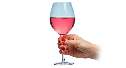 Isolated Hand Holding a Glass of Ros� Wine