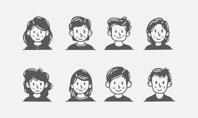 Hand drawn style people avatar collection