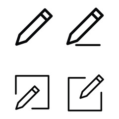 Edit pen icon, create modify pen sign set. Pen, pencil, edit, write outlined vector editable icon collection illustration.