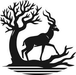 Silhouette of a antelope vector