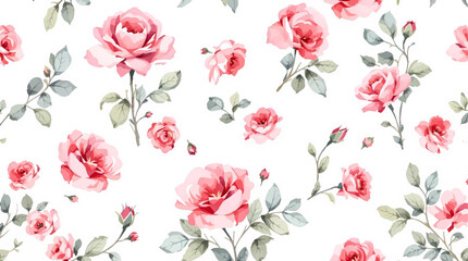 Watercolor red rose floral background for wedding, invitation, and greeting card with copy space text