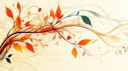 Colorful abstract leaves and flowing lines design for backgrounds and nature-themed projects