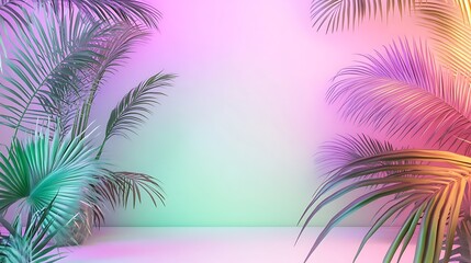 Neon Palm Leaves Studio Backdrop.