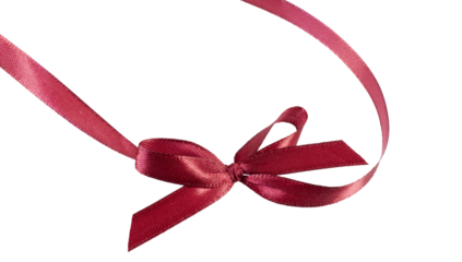 dark red ribbon bow for present decoration isolated on white or transparent png